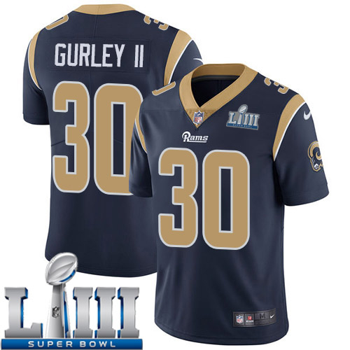 Men Los Angeles Rams #30 Gurley II dark Blue Nike Vapor Untouchable Limited 2019 Super Bowl LIII NFL Jerseys->women nfl jersey->Women Jersey